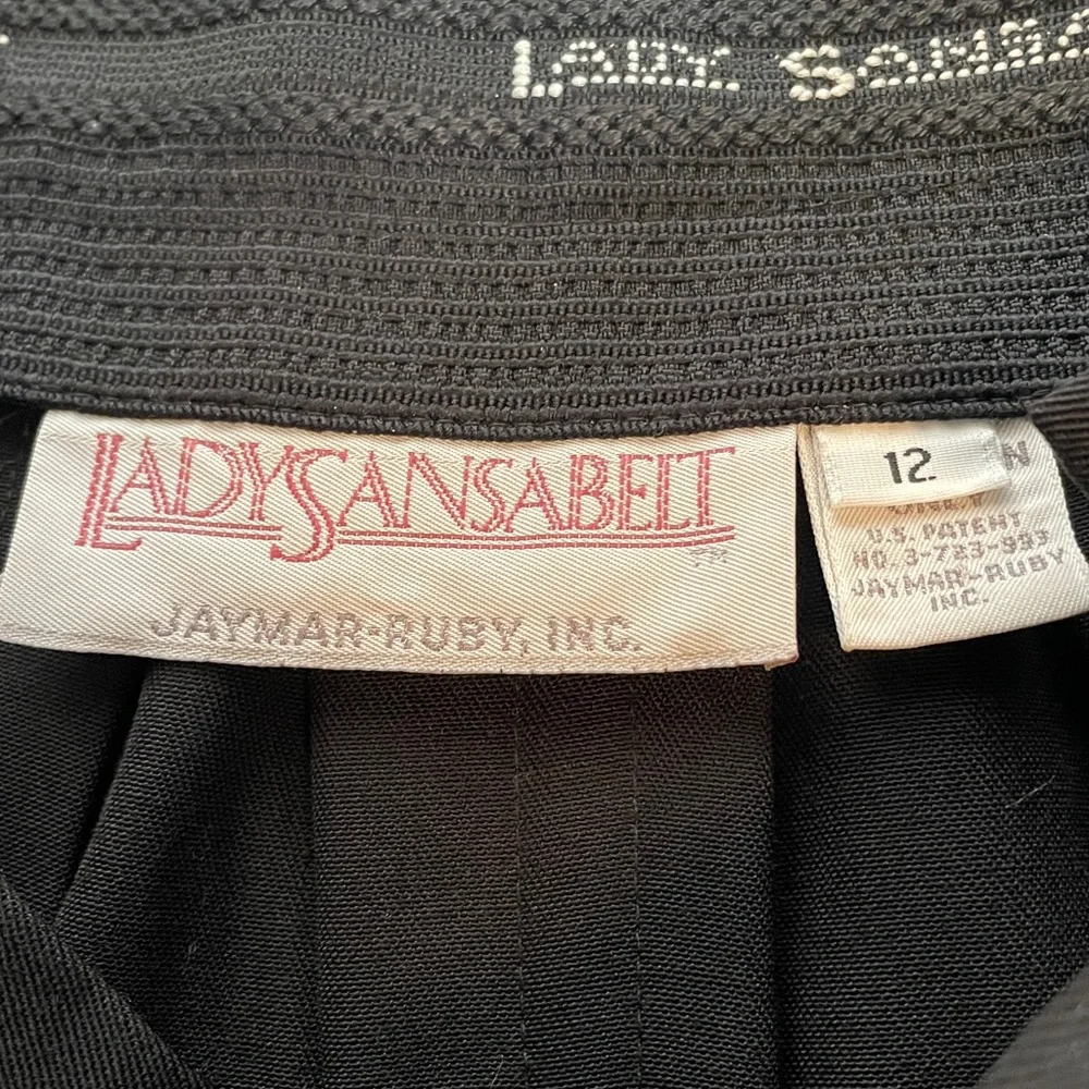 Vintage Lady Sansabelt Black‎ Pleated Midi Skirt Size Medium